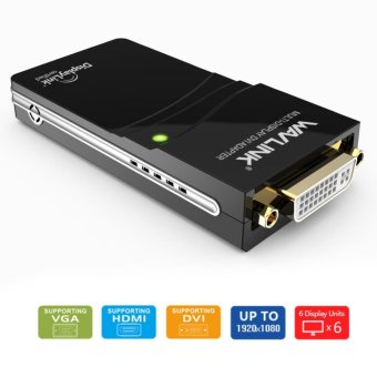 Wavlink USB2.0 to VGA/DVI/HDMI Video Graphics / Display Adapter for Multiple Monitors Display up to 1920 × 1080 with Extend and Mirror Mode for Windows 10/8.1/8/7 Mac OS X Linux - intl