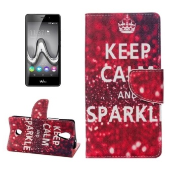 For Wiko TOMMY Gorgeous KEEP CALM And SPARKLE Words Pattern Horizontal Flip Leather Case With Holder and Card Slots and Wallet - intl