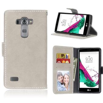 LG G4S Case, LG G4 Beat Case, SATURCASE Retro Frosted PU Leather Flip Magnet Wallet Stand Card Slots Case Cover for LG G4S / G4 Beat H735 (Grey) - intl