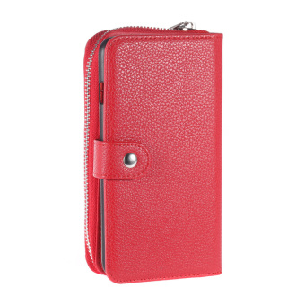 KKMOON 2 in 1 Zipper Wallet Phone Case Cover PU Leather Protective Shell Detachable Folio Flip Holster Carrying Case Card Holder for iPhone 6 6S 4.7inch Red - intl
