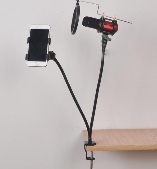 Universal Fleksibel Stand Mikrofon BOP dan Smartphone Holder Universal - Black