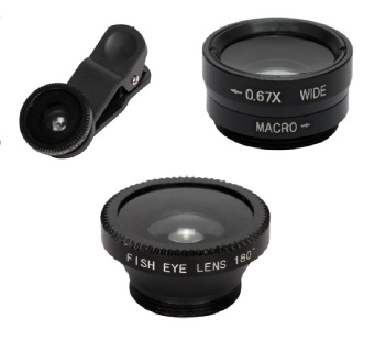Selens Universal 3-in-1 mata ikan + Sudut + makro kamera klip-pada lensa Kit untuk Handphone - International-1
