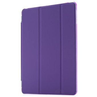 TimeZone Ultra Slim Detachable Leather Smart Cover Hard Back Case with Stand Function for iPad Air (Purple)