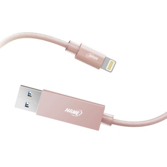 HAME 2-In-1 Apple MFI Certified 64GB U Disk Lightning 8Pin Charging Cord - Rose Gold - intl