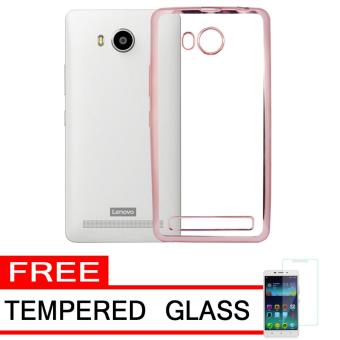Softcase Silicon Jelly Case List Shining Chrome for Lenovo A7700 - Rose Gold + Free Tempered Glass