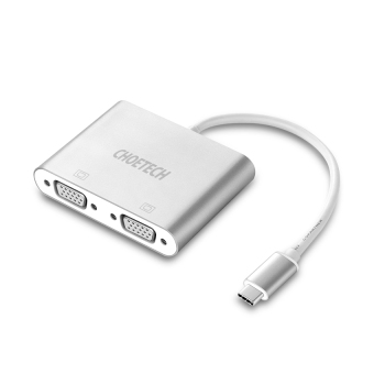 CHOETECH 1080P USB 3.1 Type C (Thunderbolt 3 Compatible) to Dual VGA Multiport Adapter for MacBook 2015/2016, Chromebook Pixel and More - intl