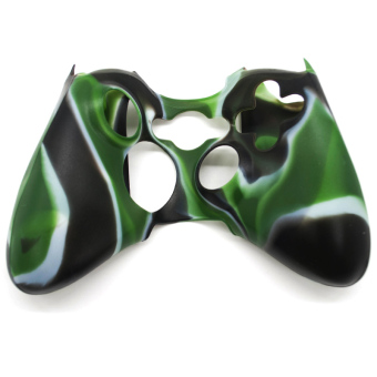 Moonar Silicon Protective Skin Case Cover for Xbox 360 Game Controller Black and Green and White