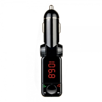 Bluetooth Car Charger with Bluetooth Handsfree FM Transmitter - Hitam
