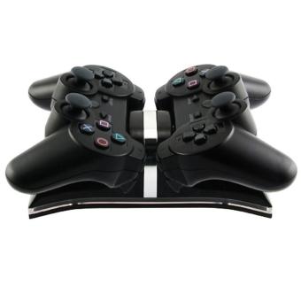 Hot Dual USB Charger Stand For Sony PS3 Playstation 3 PS3 Slim Controller Black - intl