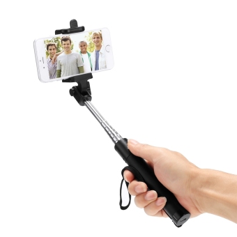 Jo.In Aluminum Wired Extendable Remote Shutter Handheld Selfie Stick Monopod For Android For iPhone (Rose Red) - Intl