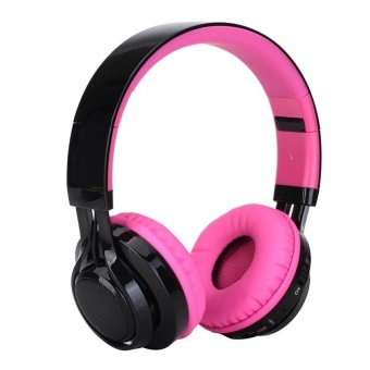 Fashion Bluetooth Wireless Foldable Led Headphones WithMicophoneSuper Bass Sports Stereo Headset With FM Radio TF Card -Pink(Black) - Int'l - intl