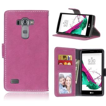 LG G4S Case, LG G4 Beat Case, SATURCASE Retro Frosted PU Leather Flip Magnet Wallet Stand Card Slots Case Cover for LG G4S / G4 Beat H735 (Rose) - intl