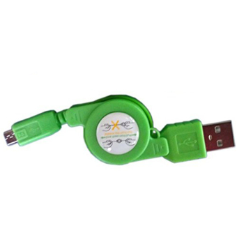 Moonar Micro USB A ke USB 2.0 B Male ditarik tali kabel charger sinkronisasi data (hijau)