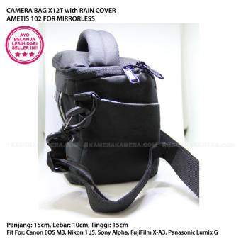 CAMERA BAG X12T AMETIS 102 with RAIN COVER for MIRRORLESS Canon EOS M3, Nikon 1 J5, Sony Alpha, Panasonic Lumix G, Fujifilm X-A3, etc
