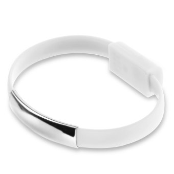 Fortuna Wrist Silicone Bracelet Micro USB to USB for Smartphone - White