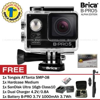 BRICA B-PRO 5 Alpha Edition (Black) + SanDisk Ultra 16gb Class10 + Battery B-Pro + Dual Charger + Tongsis SMP-08 + HardCase Medium