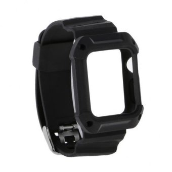 MagiDeal Protective Rugged Bumper with Straps Bands For 38mm Apple Watch iWatch Black - intl