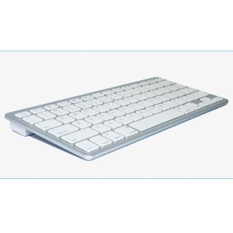 Ajusen Slim Portable Bluetooth Wireless Keyboard Chiclet Keys White Silver For Android phone ipad - intl