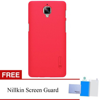 Nillkin For OnePlus 3 / A3000 Super Frosted Shield Hard Case Original - Merah + Gratis Anti Gores Clear