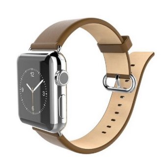 Genuine Leather Apple Watch Band with Adapter, Luxury Apple iWatch Wristband with Stainless Steel Buckle Replacement Strap for Apple Watch 38mm (Brown) - intl