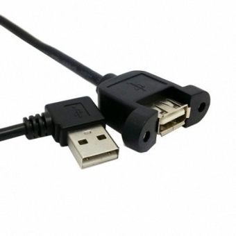 CY Chenyang 1m 90 Degree Right Angled USB 2.0 A Type Male to Female Extension Cable with Screws for Panel Mount