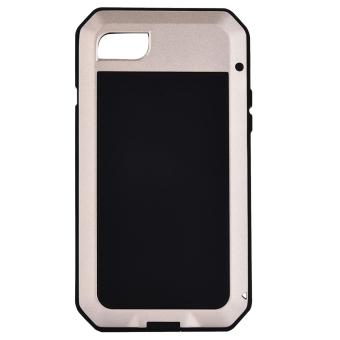 Protective Metal Silica Gel Tempered Glass Splashproof Dustproof Shockproof Case Skin Cover for iPhone 7 Gold - intl