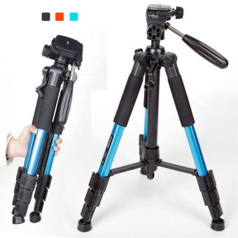 ZOMEI Q111 tumpuan kaki tiga kamera profesional 139.7 cm kepala Pan stan camcorder dengan piring untuk DSLR Canon Nikon Sony Biru