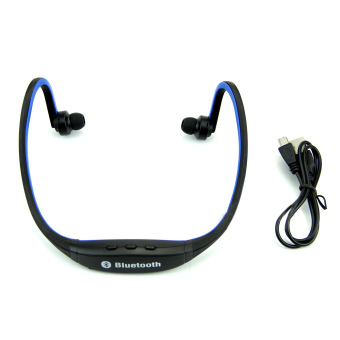 ELENXS Bluetooth Wireless Headset Sports Earphone Headphone Stereo Running Universal Plastic Rubber (Blue) - Intl