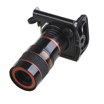 Mobile Phone Telescope Lens with Universal Clamp for Mobile Phone - Black