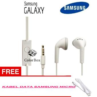 Samsung Galaxy Young / J1 ace / s5830 Handsfree Headphones - White Original +Free Kabel Data Micro Random Warna