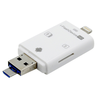 i-Flash Multifunction Device OTG Android USB Adapter with Card Reader Slot - White