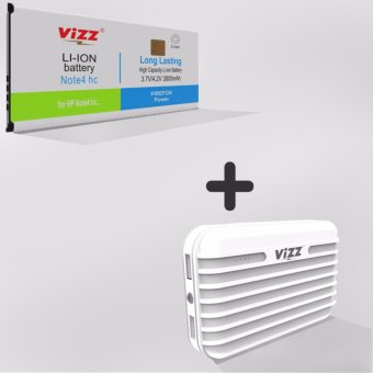Vizz Baterai Double Power Samsung Note 4 HC, 3800 mAh + Power Bank 7200 mAh Putih