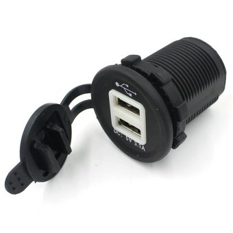Car Charger Motorcycle USB Charger 2 Port - Hitam