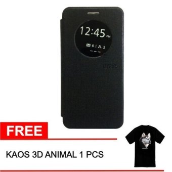 Ume Flipcover For Asus Zenfone 2 ZE 550ML ZE 551ML - Hitam + Gratis Kaos 3D Animal