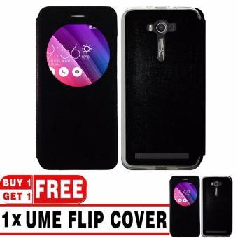 BUY 1 GET 1 | UME Flip Cover Case Leather Book Cover Delkin for Asus Zenfone 2 Laser ZE550KL/ZE550KG (5,5\") - Black + Free UME Flip Cover Case