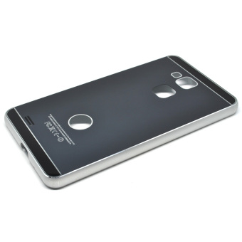 Back Case Aluminium Bumper with Mirror Back Cover for Huawei Mate 7 - Grey Silver