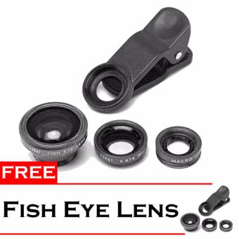Fish Eye Lensa 3 in 1 Universal Untuk Smartphone + Free Fish Eye - Hitam