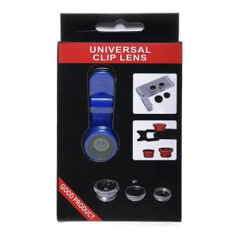 Universal Clip Lens Quality 3in1 Fish Eye Macro Wide for All Smartphone - Biru