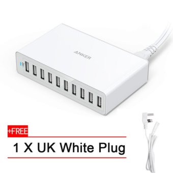 Imixlot 10 Port USB Charger Fast Adapter Charging Station +1 UK White Plug(Buy 1 get 1) - intl