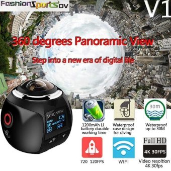ooplm 4K 360 Degree Wifi Panoramic Camera UltraHD2448x2448MiniSport Action Driving VR Camera. Black - intl