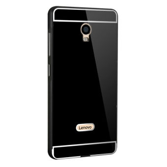 For Lenovo Vibe P1 Metal Case Acrylic Back Cover & Aluminum Frame Bumper Set Phone Bag Cases For Lenovo Vibe P1 Shell(Black)