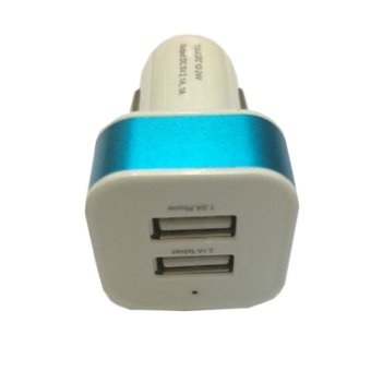 Rainbow Car Charge/Charger Mobil USB 2in1 Output 5V-2.1 A - Biru