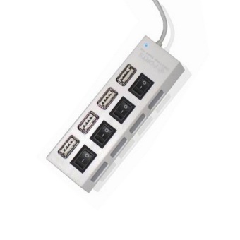 Usb HUB Combo 4 Ports USB 2.0 HUB With Independent ON OFF Switch Model UH041 / USB Hub 2.0 4 Port - White