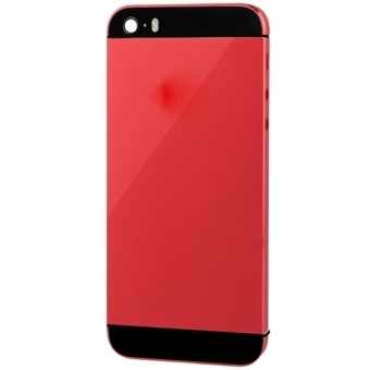 Full Housing Alloy Replacement Back Cover with Mute Button + Power Button + Volume Button + Nano SIM Card Tray for iPhone 5S(Red)