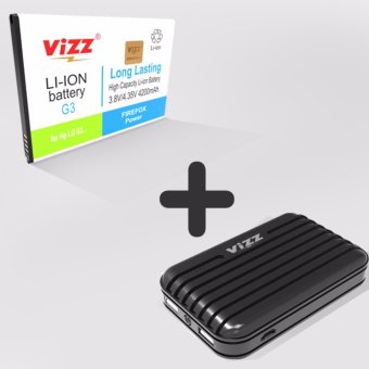 Vizz Baterai Double Power LG G3, 4200 mAh + Power Bank 7200 mAh Hitam