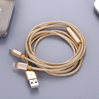FONENG 2 in 1 Micro USB and 8 Pin Lightning Cable 120cm Nylon Braided Charging Cable iPhone 7/7 plus/6/6 Plus/6S/6S Plus/5s/5c/5/5SE,iPad,iPod,oppo,vivo,htc,HUAWEI - intl