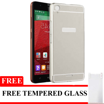 Case Twins Aluminium Bumper With Sliding Case For Infinix Note x551 - Silver + Gratis Tempered Glass