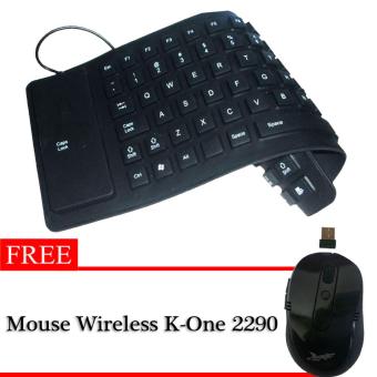 FAK Keyboard Flexible Mini USB-Hitam + Free Mouse Wireles K-One 2290