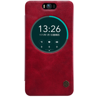 Nillkin Qin Customized Ultra Thin Smart View Window Wake Up / Sleep Flip Up Leather Case Protective Shell Cover For Asus Zenfone Selfie / ZD551KL (Color:Red) - intl
