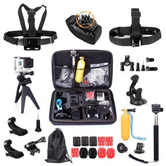 Accessories Large size carry bag+head chest strap+mini tripod+360wrist+floating handle grip+monopod pole for Gopro 4+ 4 3 2 1